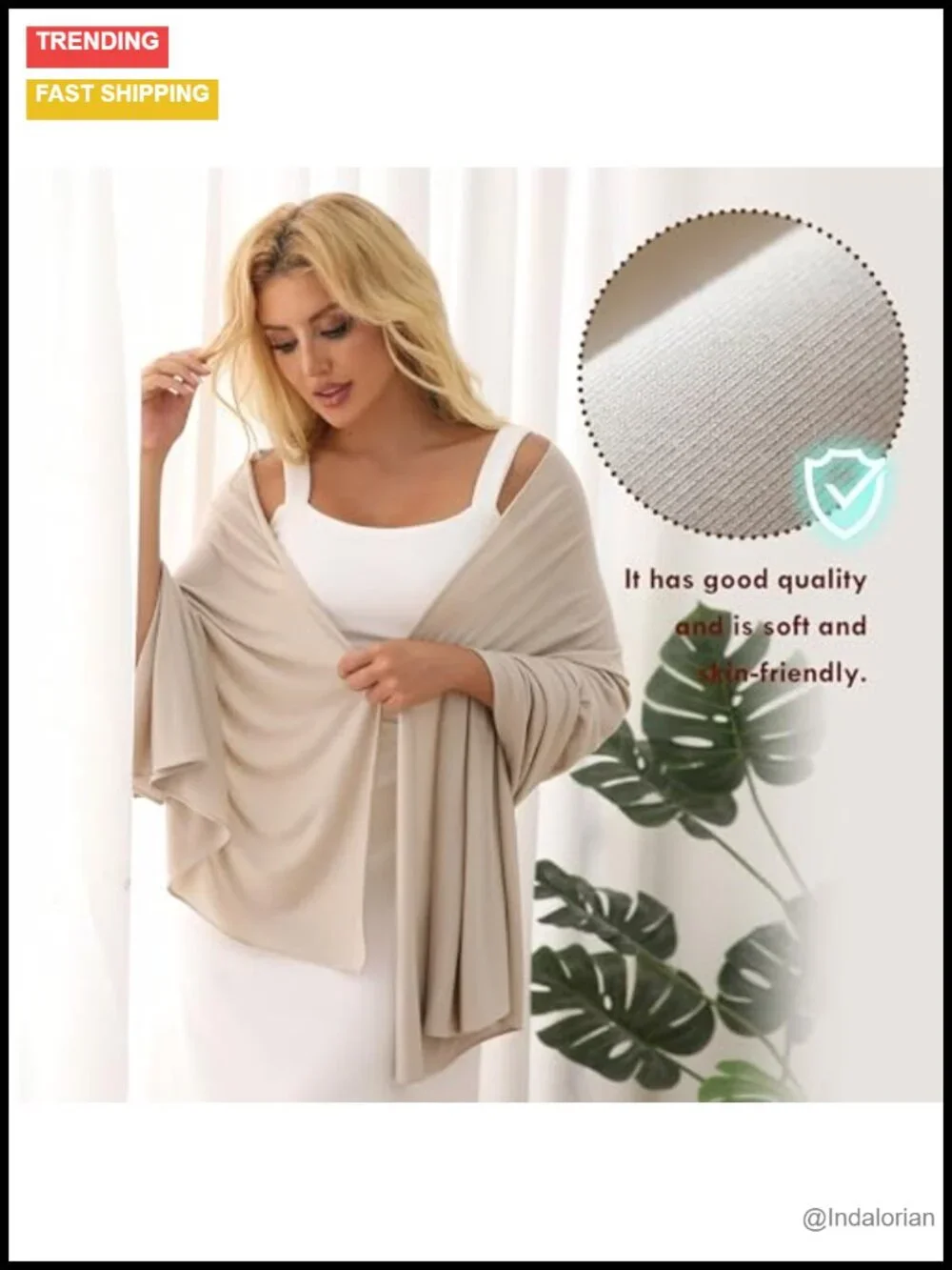 Tencel Shawl Wrap Lightweight Pashmina Blanket Scarf UPF 50 Travel Essential